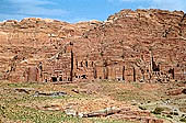 Petra - the sun of the sunset illuminates the magnificent Royal Tombs 